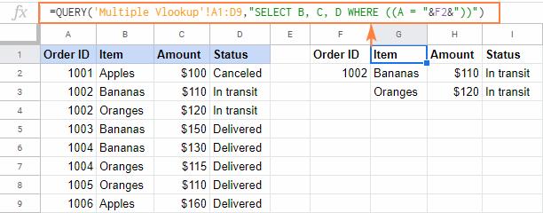 Cách sử dụng hàm VLOOKUP trong Google Sheets với các ví dụ